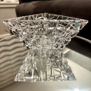 Tiffany & Co Crystal Sierra Geometric Rock Cut Glass Triangle Bowl/Dish